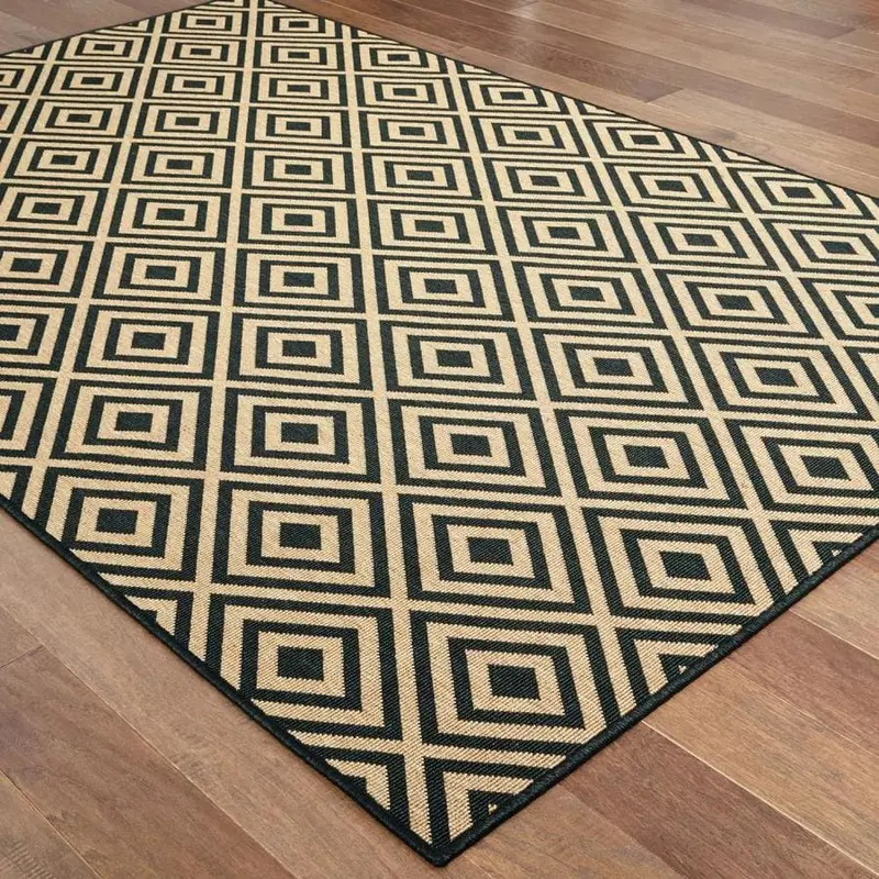 Archer Lane Roper 8 x 11 Black Indoor/Outdoor Geometric Area Rug