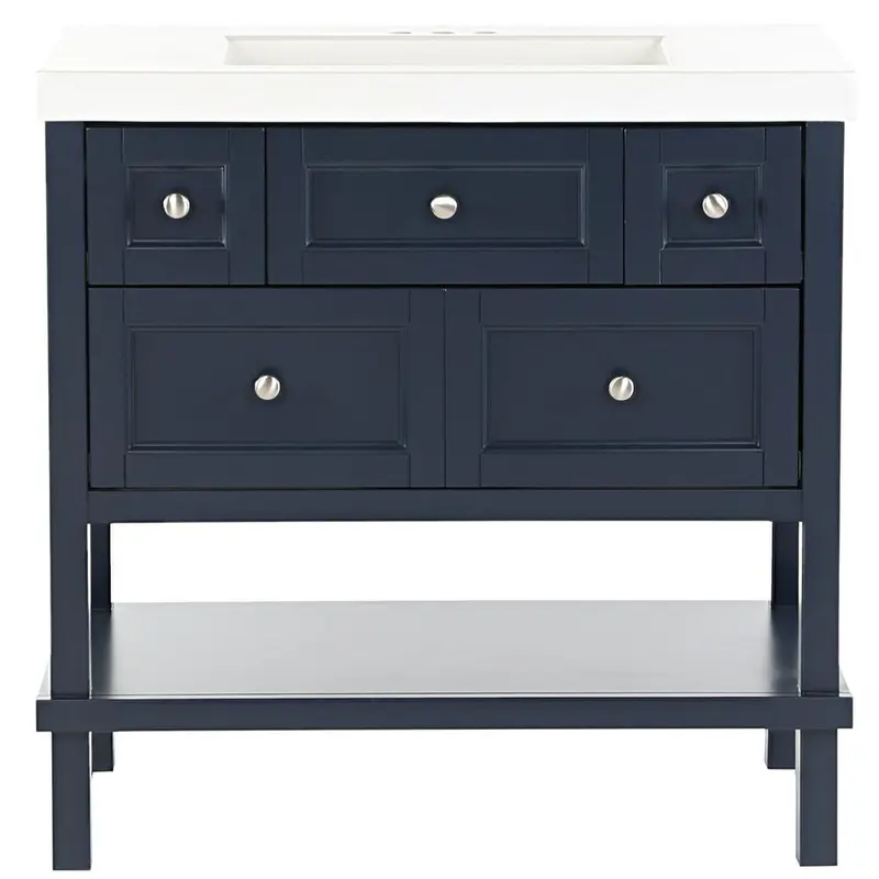Ashland 37 in. W x 19 in. D x 36.7 in. H Bath Vanity in Blue w/ Cultured Marble Vanity Top in White w/ White SinkBlue / 115.00 / 37 in