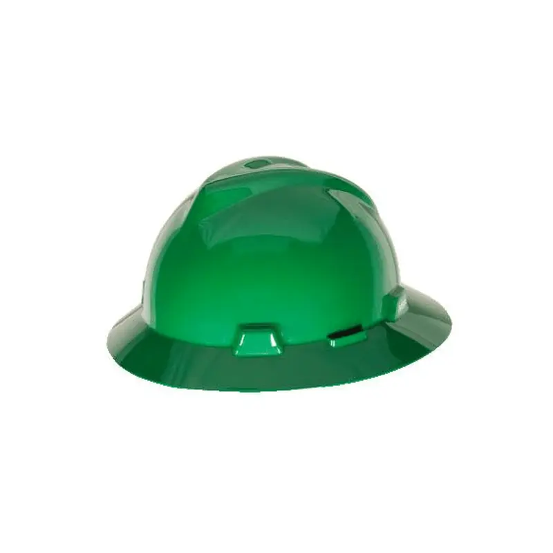 MSA 475370 V-Gard Green Full-Brim Hard Hat with Fas-Trac III Suspension  475370