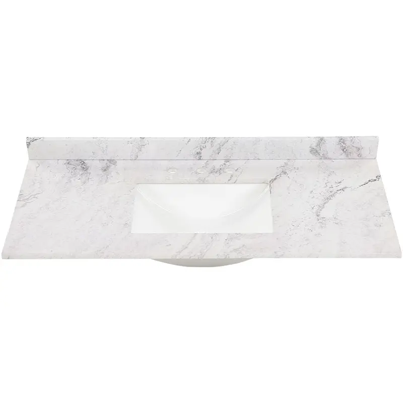 49 in. W x 22 in. D Stone Effect Vanity Top in Lunar with White Sink33.06 / Silver Ash