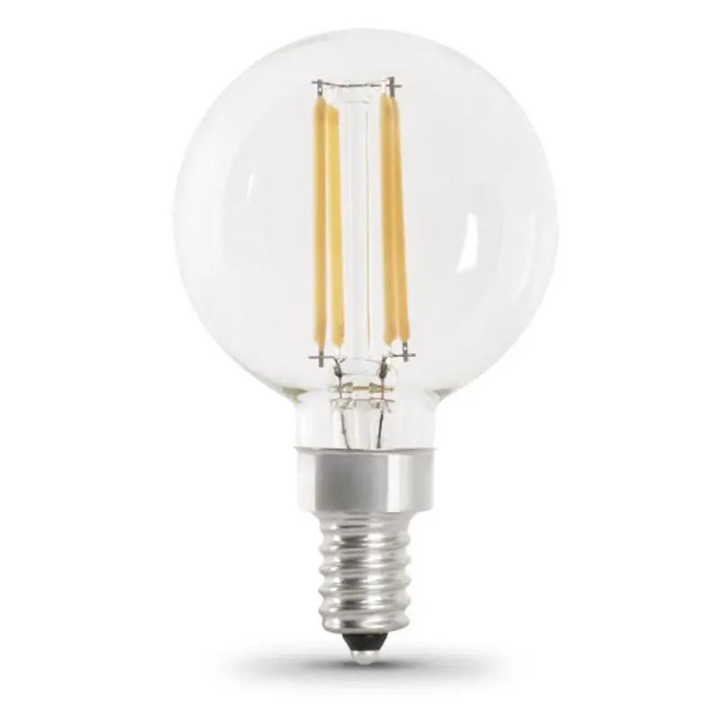 Feit Electric BPG1640/927CA/FIL/2 LED Lamp, Globe, G16-1/2 Lamp, 40 W Equivalent, E12 Lamp Base, Dimmable