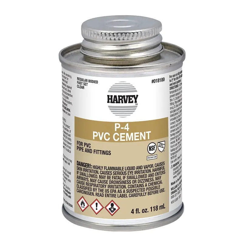 Harvey 18100-24 Solvent Cement, 4 oz Can, Liquid, Clear