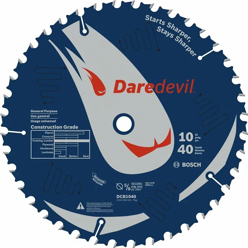 Bosch | DCB1040 10" 40 Tooth Daredevil Table and Miter Saw Blade General Purpose