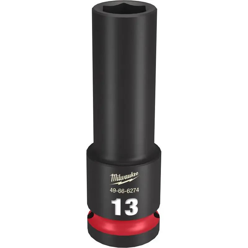 Milwaukee SHOCKWAVE Impact Duty Series 49-66-6274 Deep Impact Socket, 13 mm Socket, 1/2 in Drive, Square Drive, 6-Point