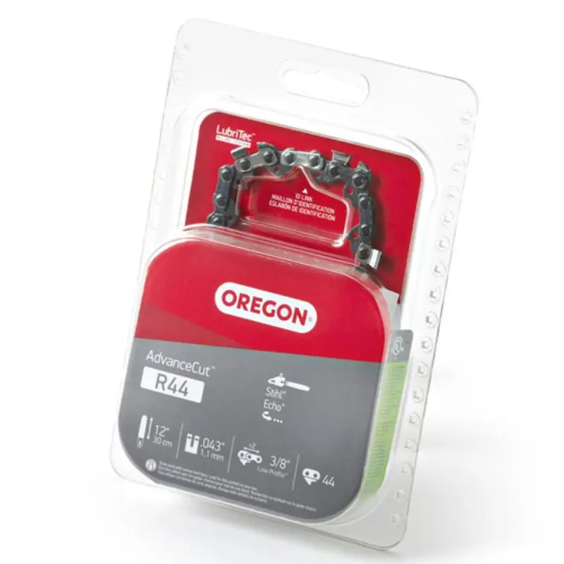 Oregon AdvanceCut R44 Chainsaw Chain, 12 in L Bar, 0.043 Gauge, 3/8 in TPI/Pitch, 44-Link