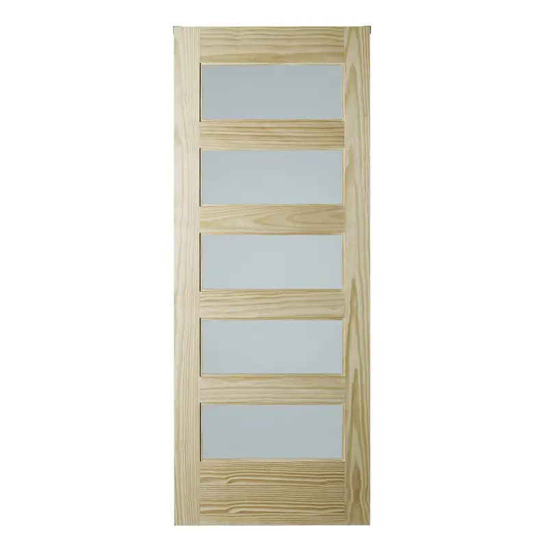 37 in. x 84 in. 5-Lite Frosted Unfinished Clear Pine Interior Barn Door Slab43.01 / each