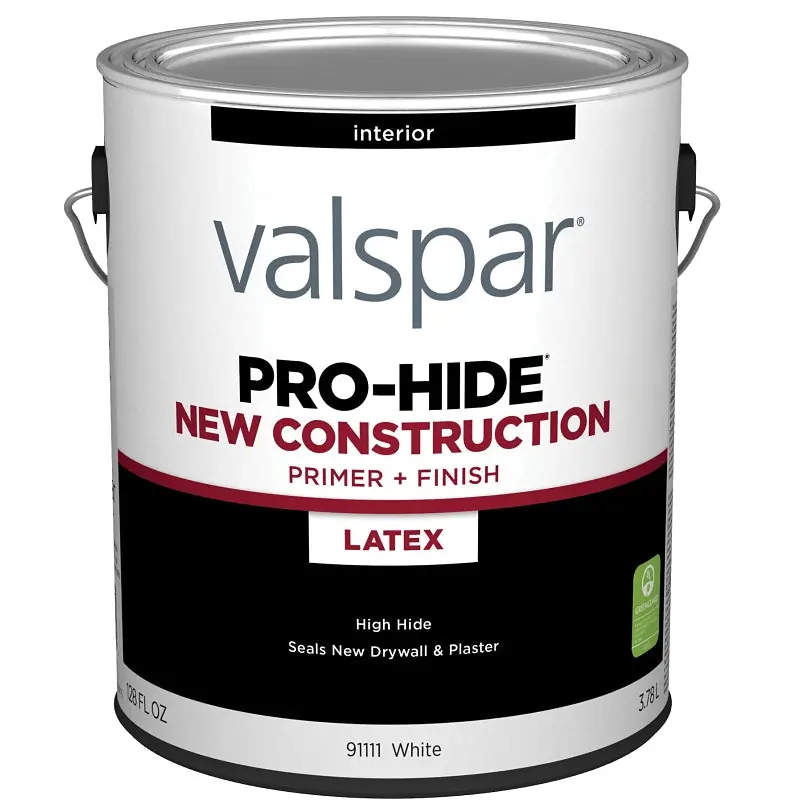 Valspar PRO-HIDE 91111 Series 028.0091111.007 Interior New Construction Primer, White, 1 gal, Metal Pail