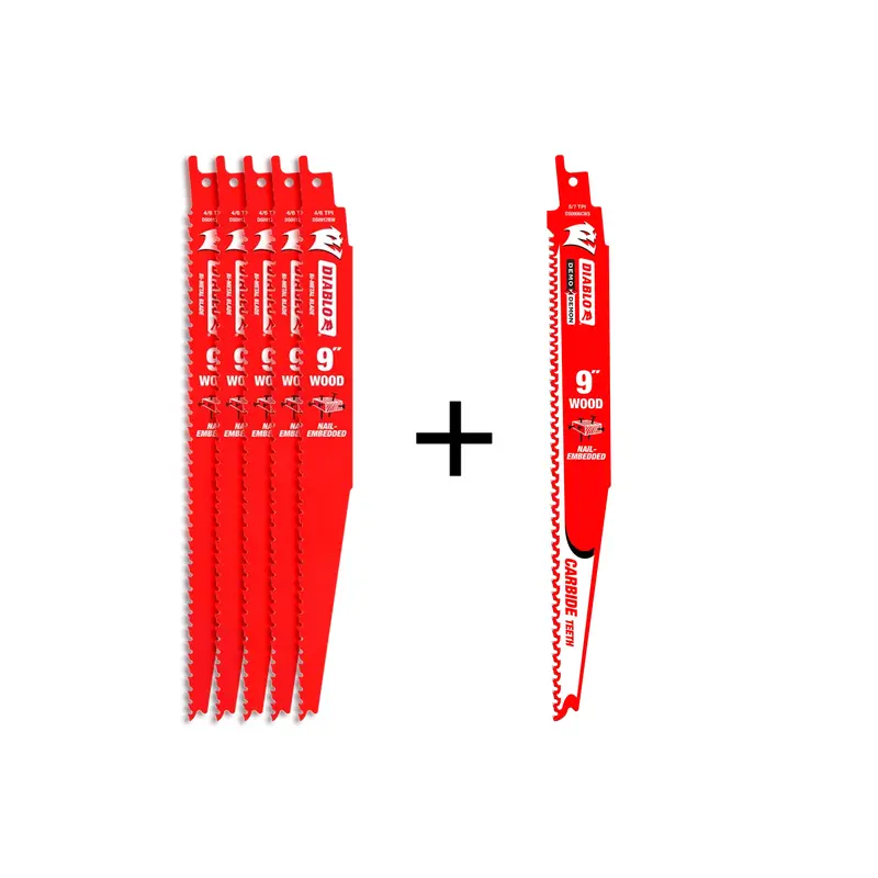 DIABLO DS0912BW5PC 5 1 9 4/6TPI Bi-Metal Reciprocating Saw Blades for Nail Embedded Wood Cutting
