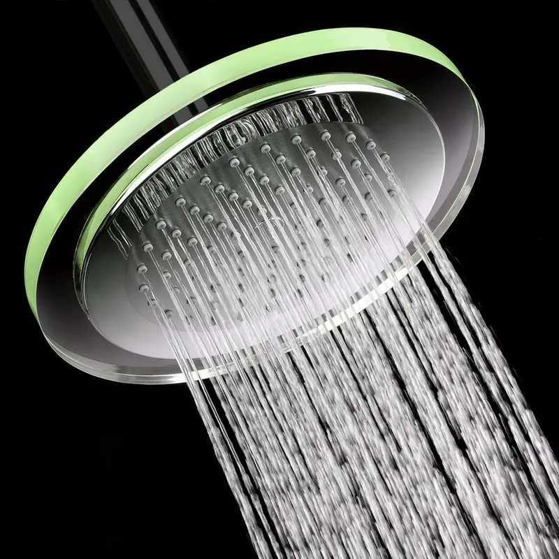 1-Spray 11.81 in. Single Wall Mount Fixed Rain Shower Head in Green