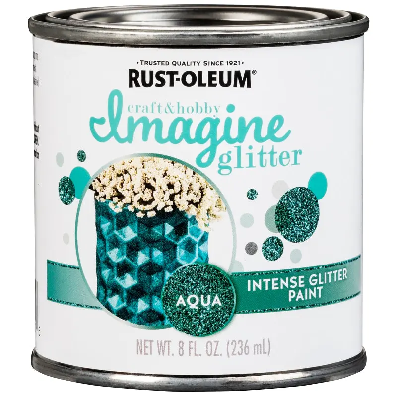 Rust-Oleum Imagine Craft & Hobby 350118 Intense Paint, Glitter Aqua, 8 oz, Can