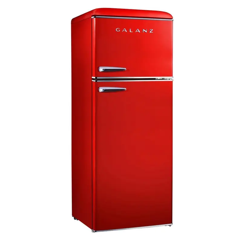 7.6 cu.ft. Retro Mini Refrigerator with Dual Door and True Freezer in RedBlack / 99.21