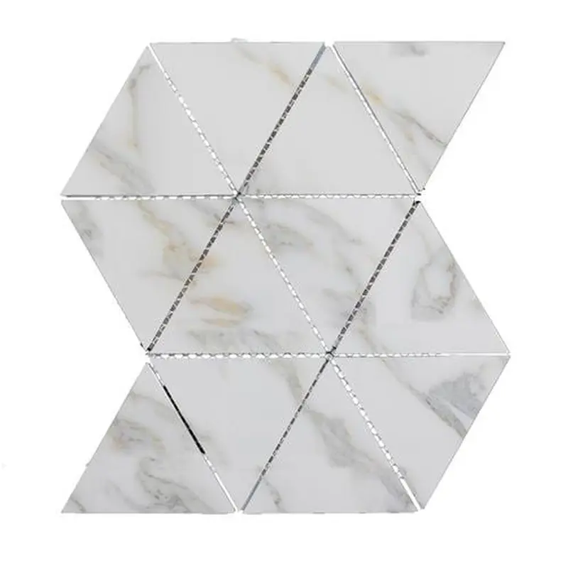 Abolos Nature 10-Pack Calacatta Gold White/Matte 12-in x 12-in Matte Glass Diamond Marble Look Wall Tilesq/ft