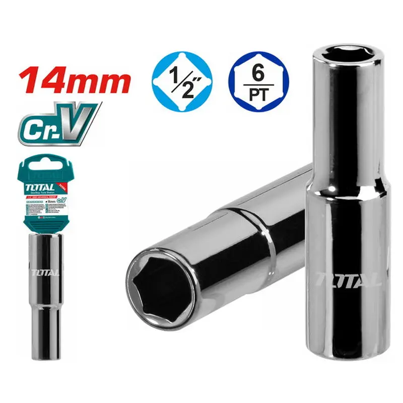 TOTAL Deep hexagonal socket 1/2" 14mm (THTST12143L)