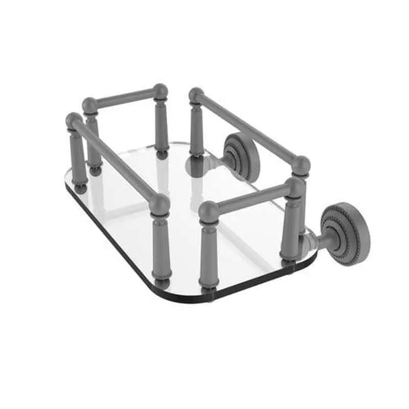Allied Brass Dottingham Collection Wall Mounted Glass Guest Towel Tray in Matte Gray