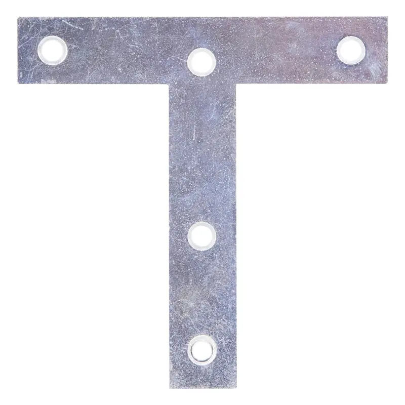 ProSource TP-Z04-C2PS T-Plate, 4 in L, 4 in W, 2 mm Thick, Steel, Zinc