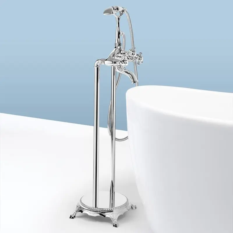 AKDY 40-in Chrome 3-Handle Residential Freestanding Bathtub Faucet with Hand Shower