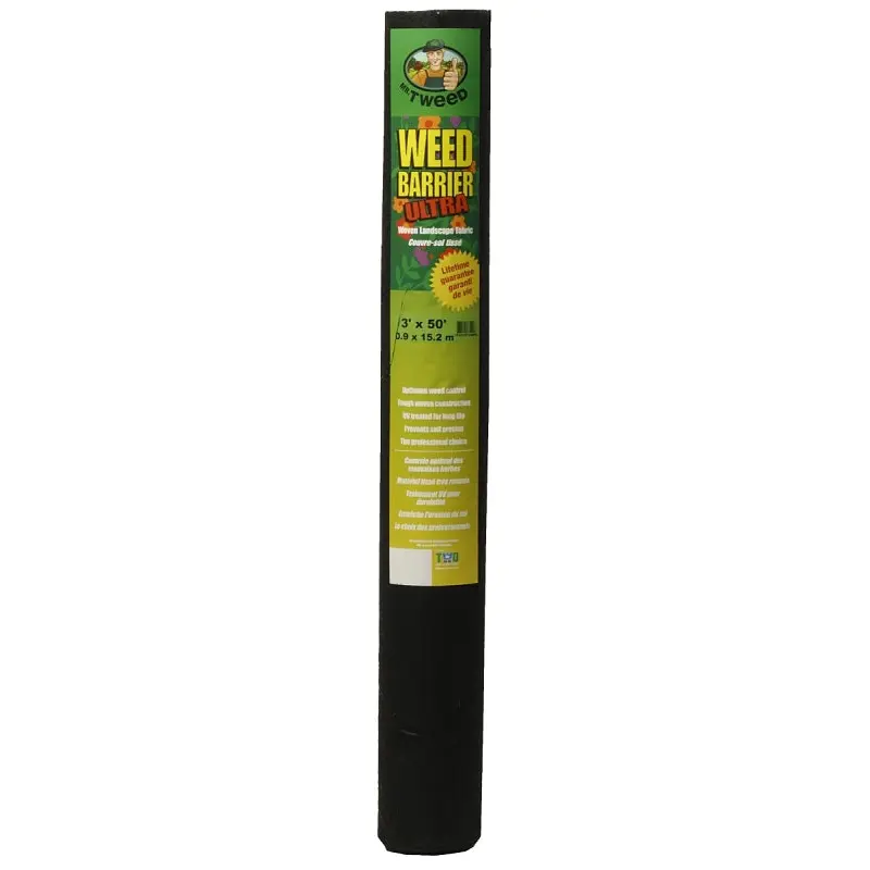 TWD Weed Barrier Ultra WBU50NH Landscape Fabric, Professional, 50 ft L, 3 ft W, Polypropylene, Black