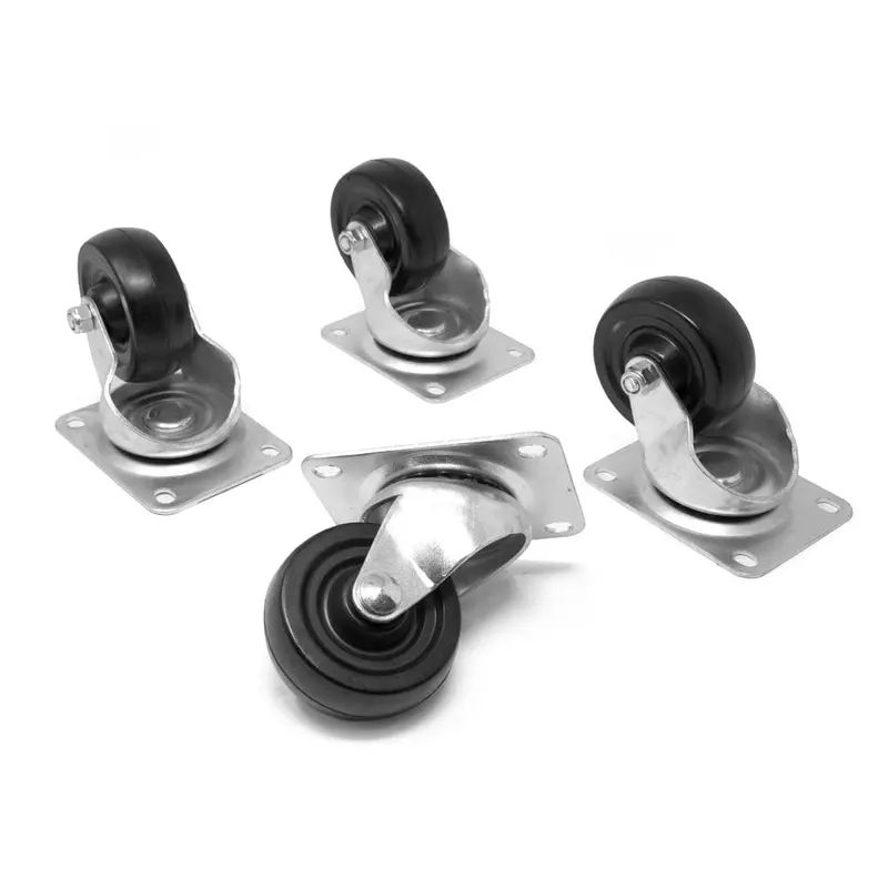 3 in. 220 lbs. Capacity Rubber Single-Bearing Swivel Plate Caster (4-Pack)