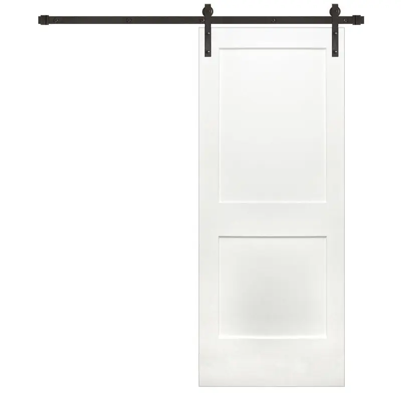 32 in. x 80 in. Shaker 2-Panel Unfinished Solid Core Primed PineWood Interior Sliding Barn Door with Bronze Hardware Kit60 / each