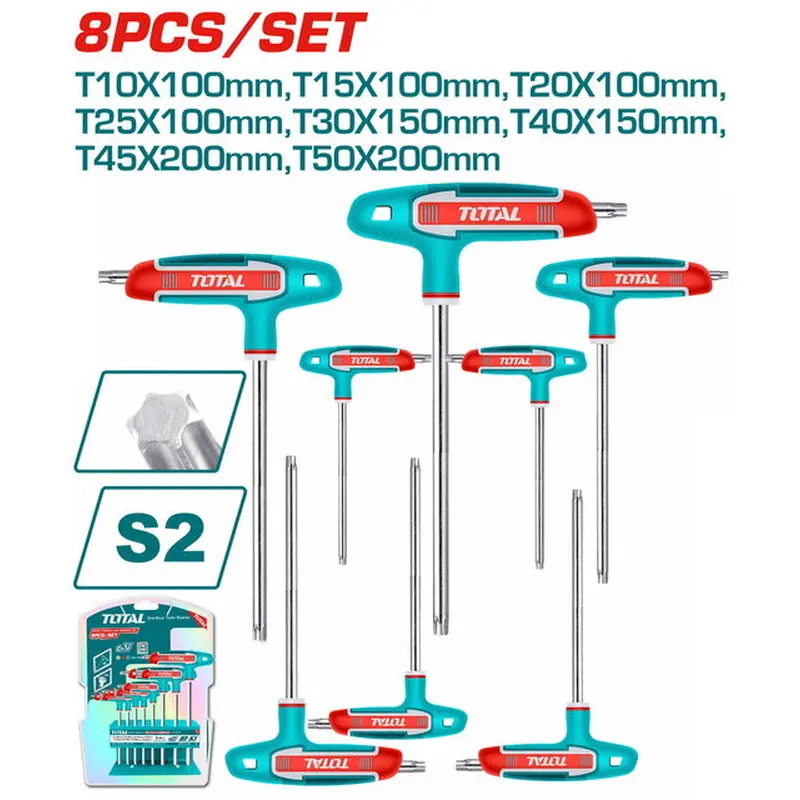 TOTAL 8 Pcs T-handle Torx Wrench Set