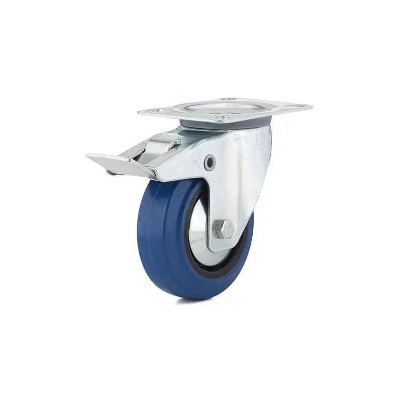 4 in. Heavy-Duty Blue Elastic Rubber Swivel Caster with Brake2.28 / each