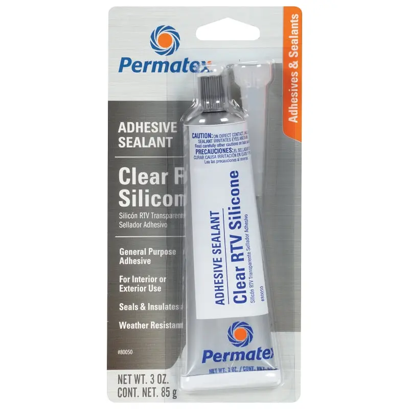 Permatex 80050 Silicone Adhesive Sealant, 3 oz Tube, Paste, Acetic Acid