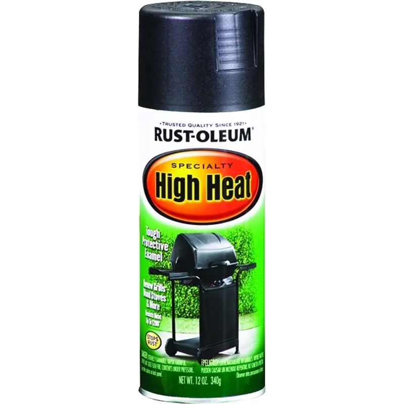 Rust-Oleum 7778830 High Heat Spray Paint, Satin, Barbecue Black, 12 oz, Can, Oil