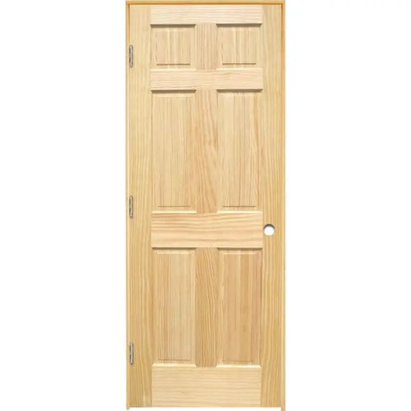 American Building Supply 30-in x 80-in Unfinished 6-Panel Solid Core Unfinished Pine Wood Right Hand Inswing Single Prehung Interior Door