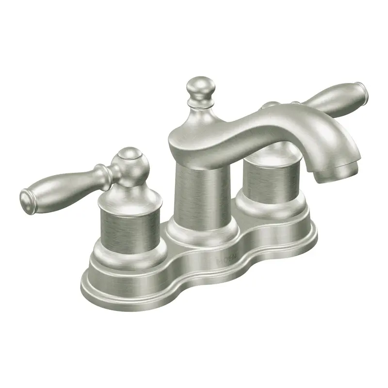 Lindley Classic brushed nickel two-handle low arc bathroom faucetClassic Brushed Nickel