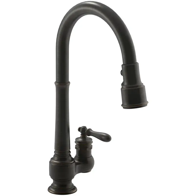 Artifacts Single-Handle Pull-Down Sprayer Kitchen Faucet in Oil-Rubbed BronzePolished Chrome / 8.198 / No Sensor