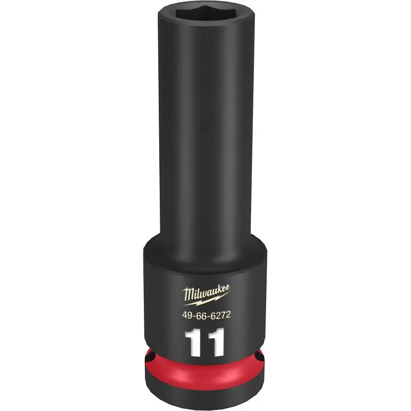 Milwaukee SHOCKWAVE Impact Duty Series 49-66-6272 Deep Impact Socket, 11 mm Socket, 1/2 in Drive, Square Drive, 6-Point