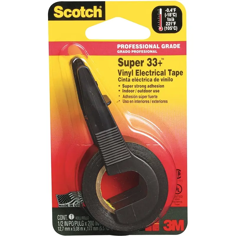Scotch 194NA Electrical Tape, 200 in L, 1/2 in W, PVC Backing, Black