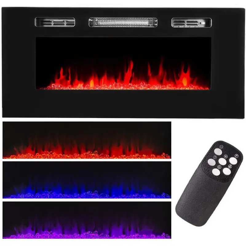 40 in. 5,100 BTU Recessed In-Wall Electric Heater Smokeless Fireplace with 3-Changeable Flame Color and Remote Control34.8 / each
