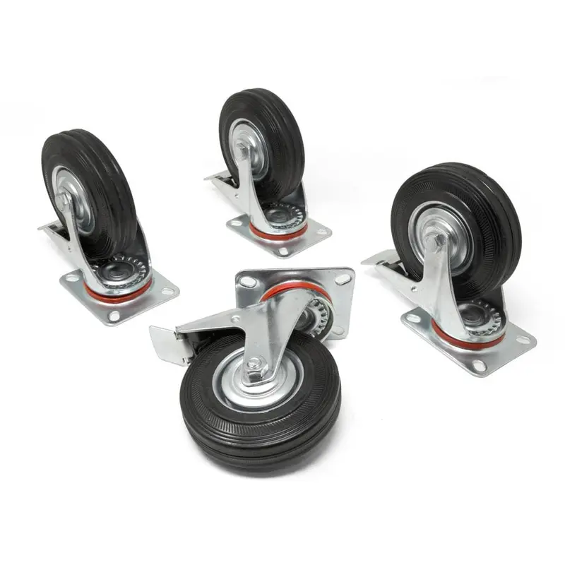 5 in. 220 lbs. Capacity Rubber Roller-Bearing Swivel Plate Caster with Brake (4-Pack)10.55 / each