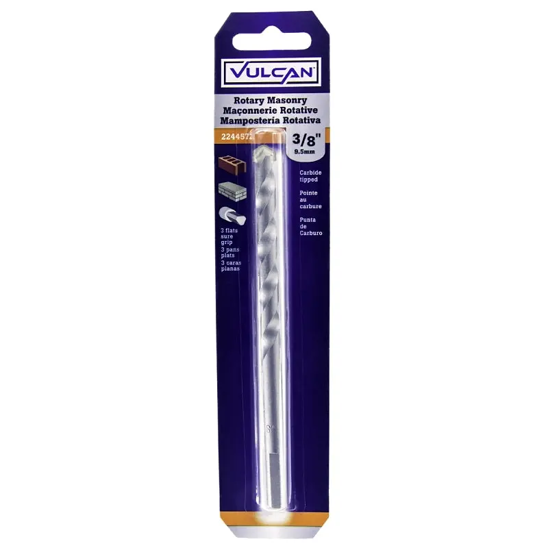Vulcan 223811OR Drill Bit, 3/8 in Dia, 6 in OAL, Spiral Flute, Straight Shank
