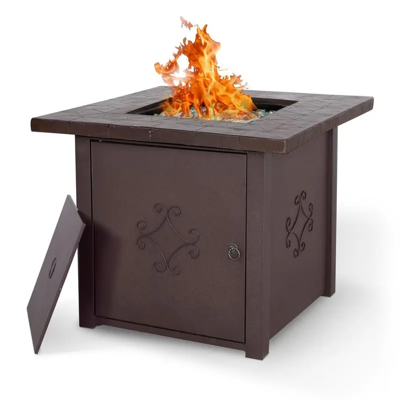 30 in. Square Outdoor Propane Gas Fire Pit Table 50000 BTU