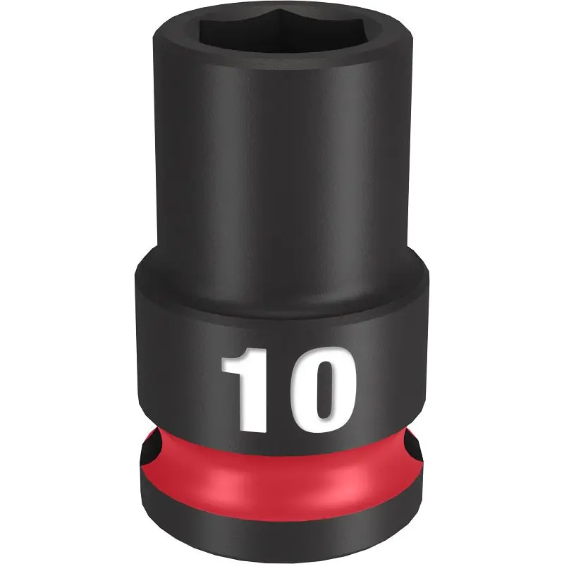 Milwaukee SHOCKWAVE Impact Duty Series 49-66-6134 Shallow Impact Socket, 10 mm Socket, 3/8 in Drive, Square Drive