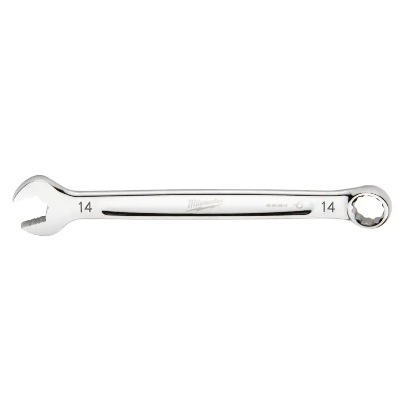 Milwaukee 45-96-9514 Combination Wrench, Metric, 14 mm Head, 7.48 in L, 12-Point, Steel, Chrome