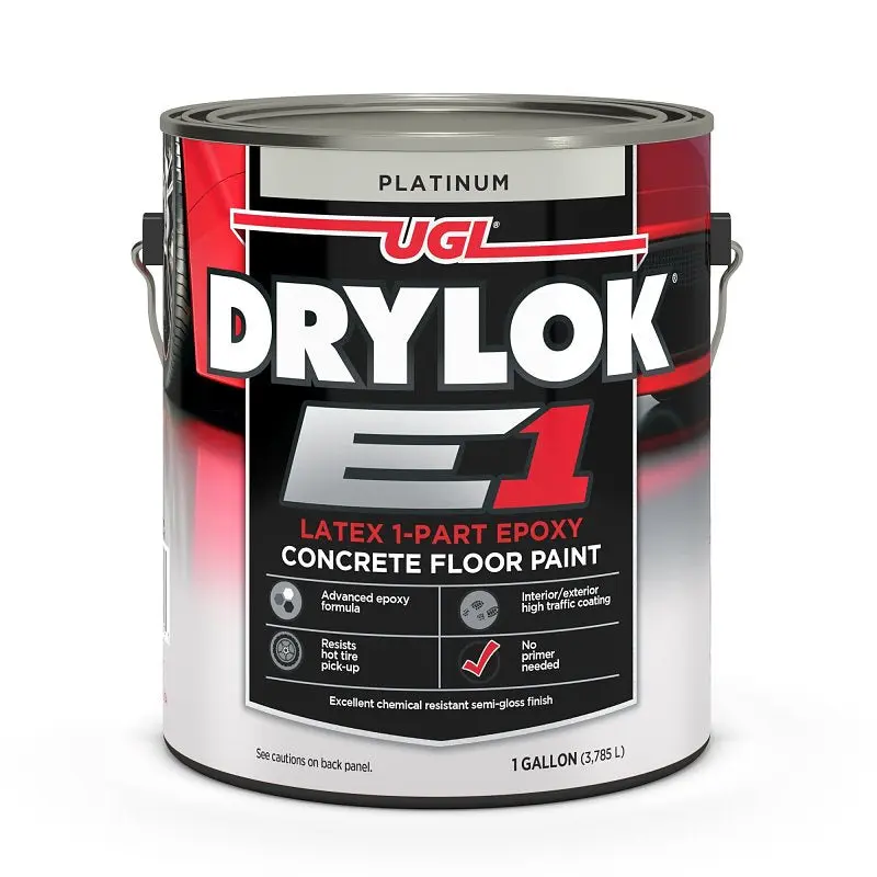 DRYLOK 23813 Epoxy Floor Paint, Semi-Gloss, Platinum, 1 gal