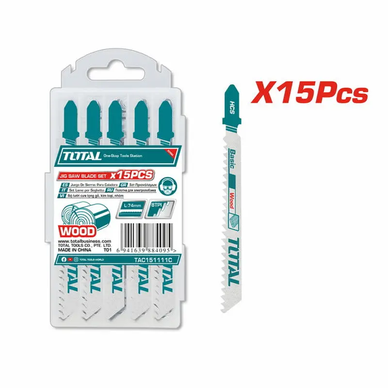 TOTAL Jig saw blade for wood 15pcs (TAC151111C)