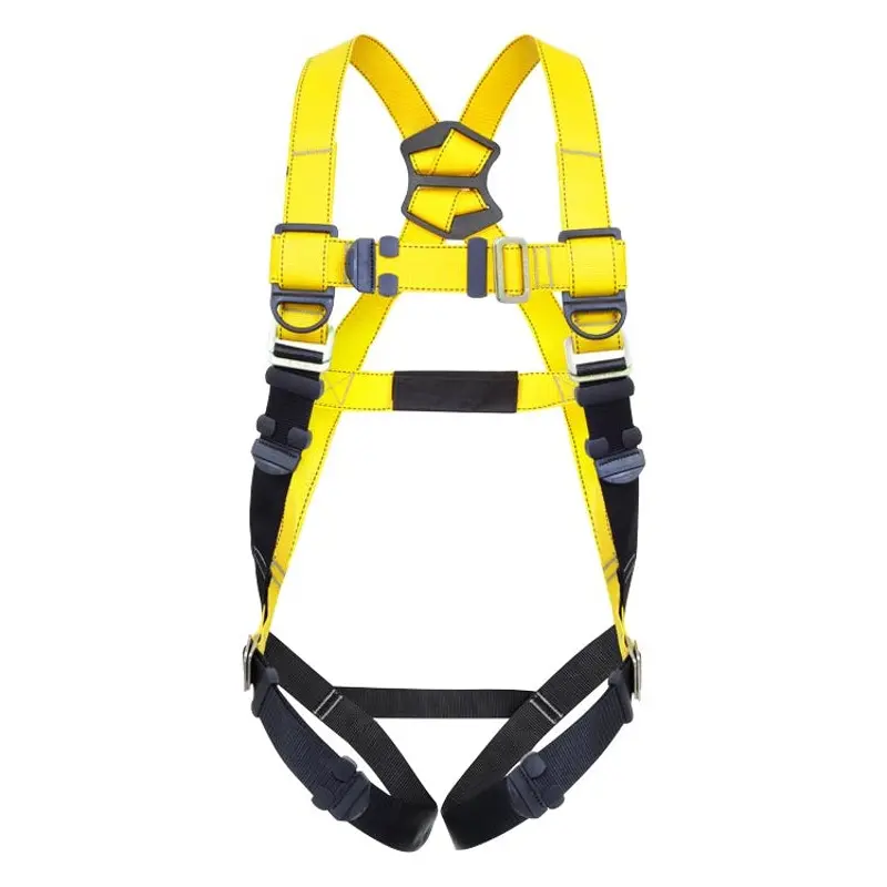 Guardian Fall Protection 37001 Full Body Harness, M/L, 130 to 420 lb, Polyester Webbing, Black/Yellow