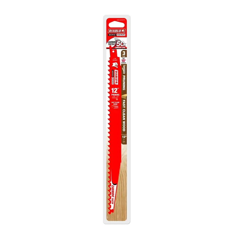 Diablo DS1203CP3 Reciprocating Saw Blade, 12 in L, 3 TPI, Carbide Cutting Edge, 3/PK