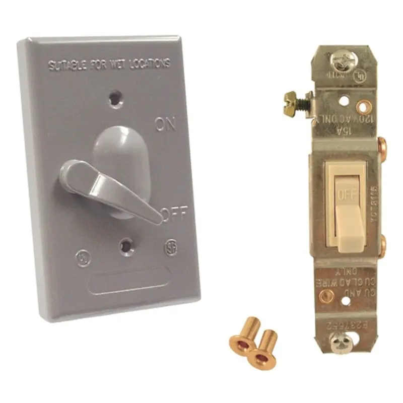 Hubbell 5141-0 Toggle Cover, 4-39/64 in L, 2-53/64 in W, Metal, Gray, Powder-Coated
