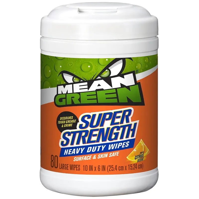 Mean Green Super Strength Series 73157 Heavy-Duty Cleaning Wipes, 10 in L, 6 in W, Fresh Citrus