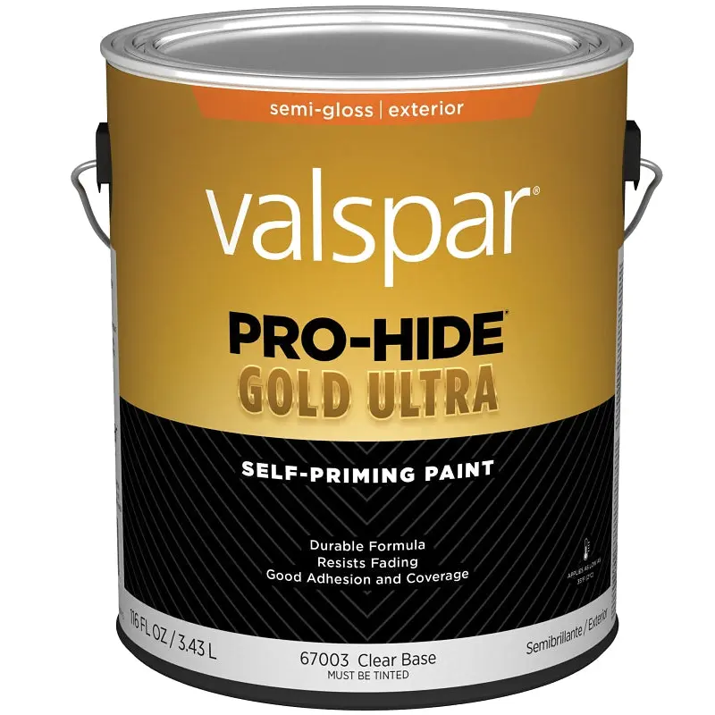 Valspar Pro-Hide Gold Ultra 6700 028.0067003.007 Latex Paint, Acrylic Base, Semi-Gloss Sheen, Clear Base, 1 gal