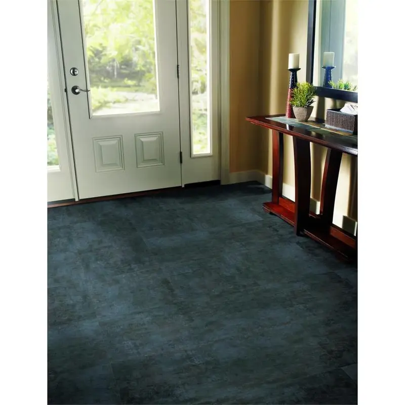 Armstrong Flooring Terraza Grand 18-in x 18-in Aspen Gray Stained Concrete Peel and Stick Vinyl Tilesq/ft