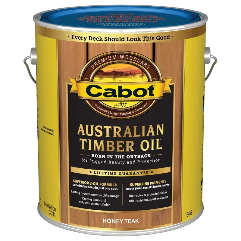 Cabot 19400 Series 140.0019458.007 Australian Timber Oil, Honey Teak, Liquid, 1 gal