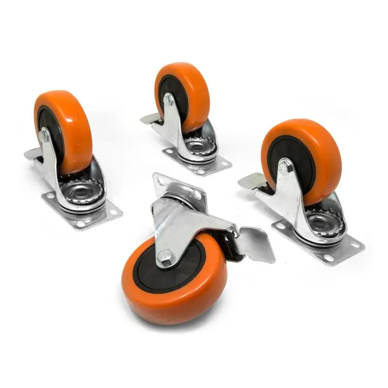 4 in. 285 lbs. Capacity Polyurethane Single-Bearing Swivel Plate Caster with Brake (4-Pack)7.15 / each