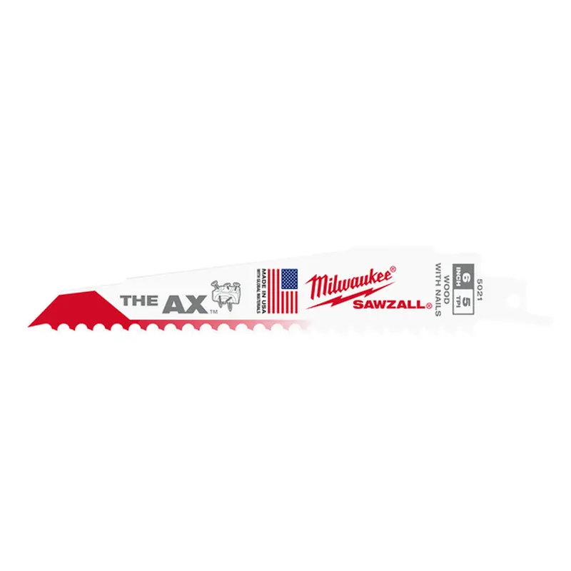 Milwaukee 48005021 SAWZALL The Ax 6" 5 TPI Blade 5-Pack