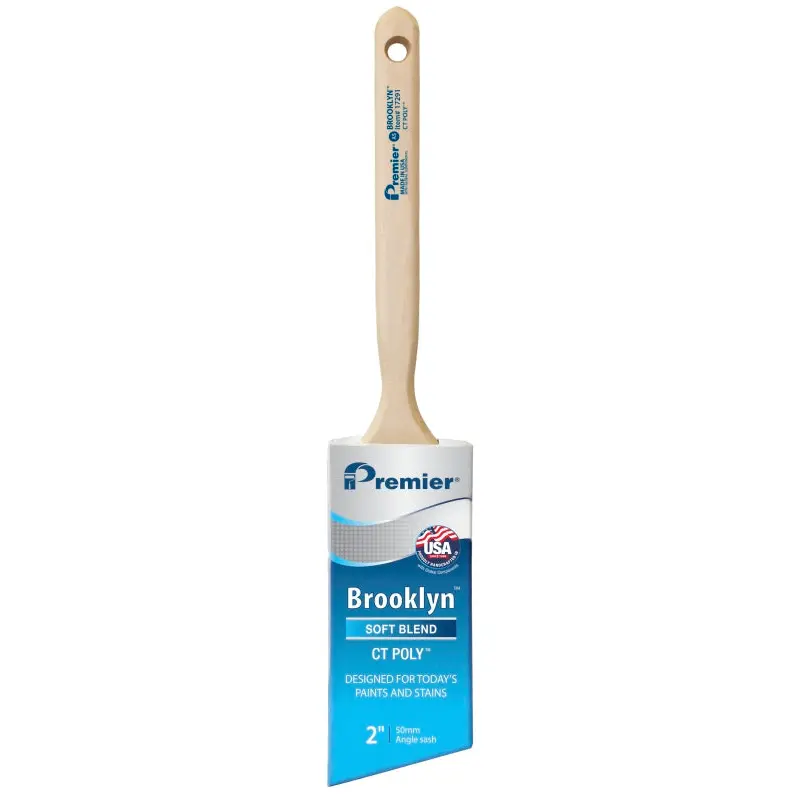 Premier Brooklyn 17291 Paint Brush, 2 in W, Angle Sash Brush, 2-3/4 in L Bristle, Polyester Bristle